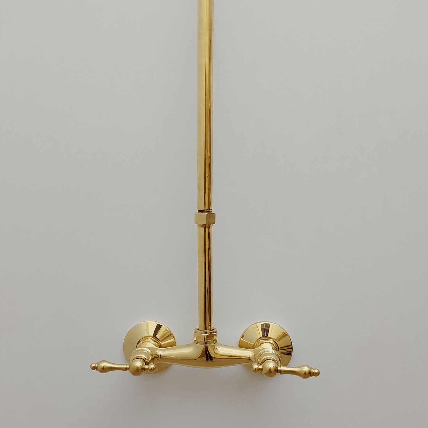 Unlacquered Brass Shower System with Round Shower Head and Lever Handles - Ref: ATLASS48