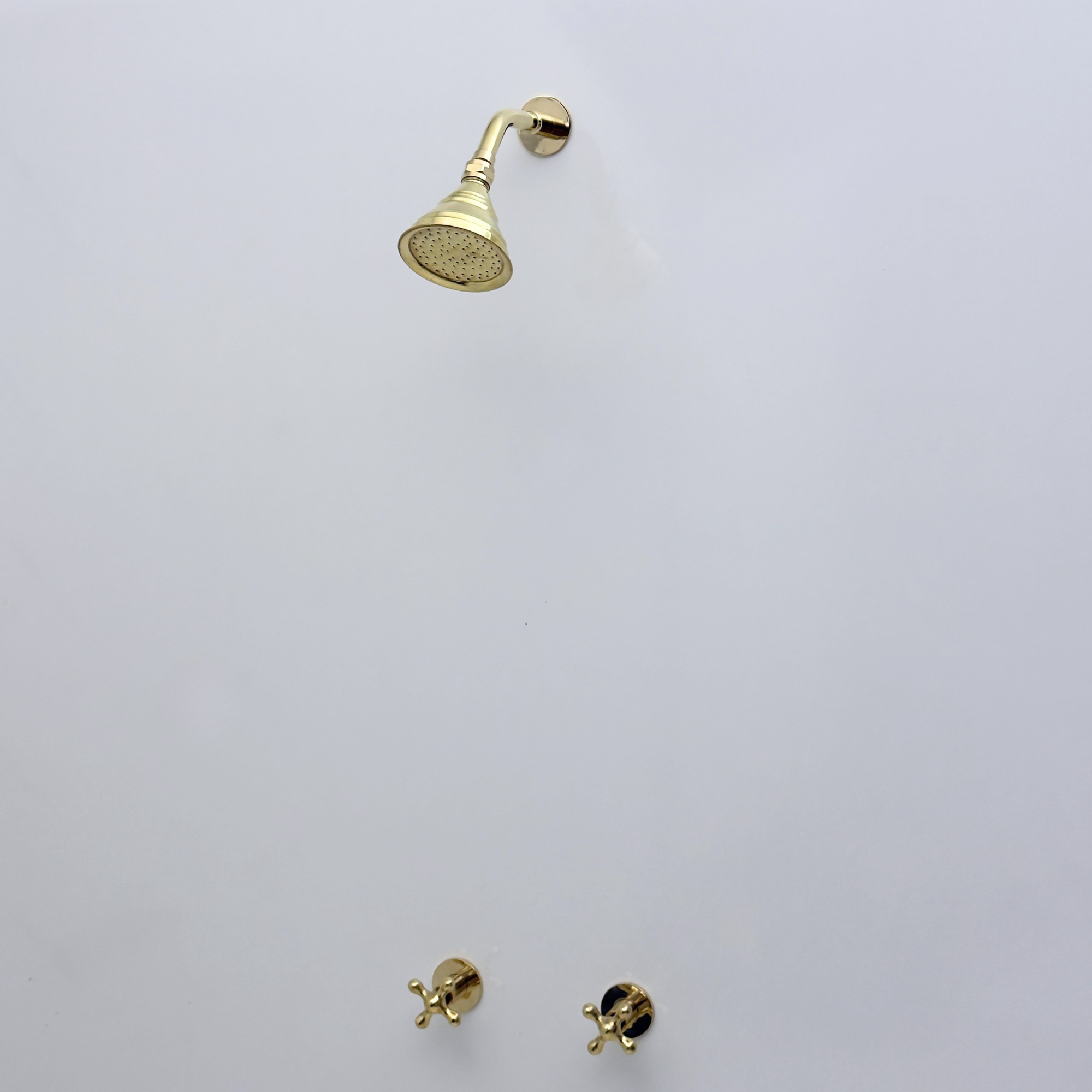 Unlacquered Brass Shower System with Adjustable Round Rain Shower Head