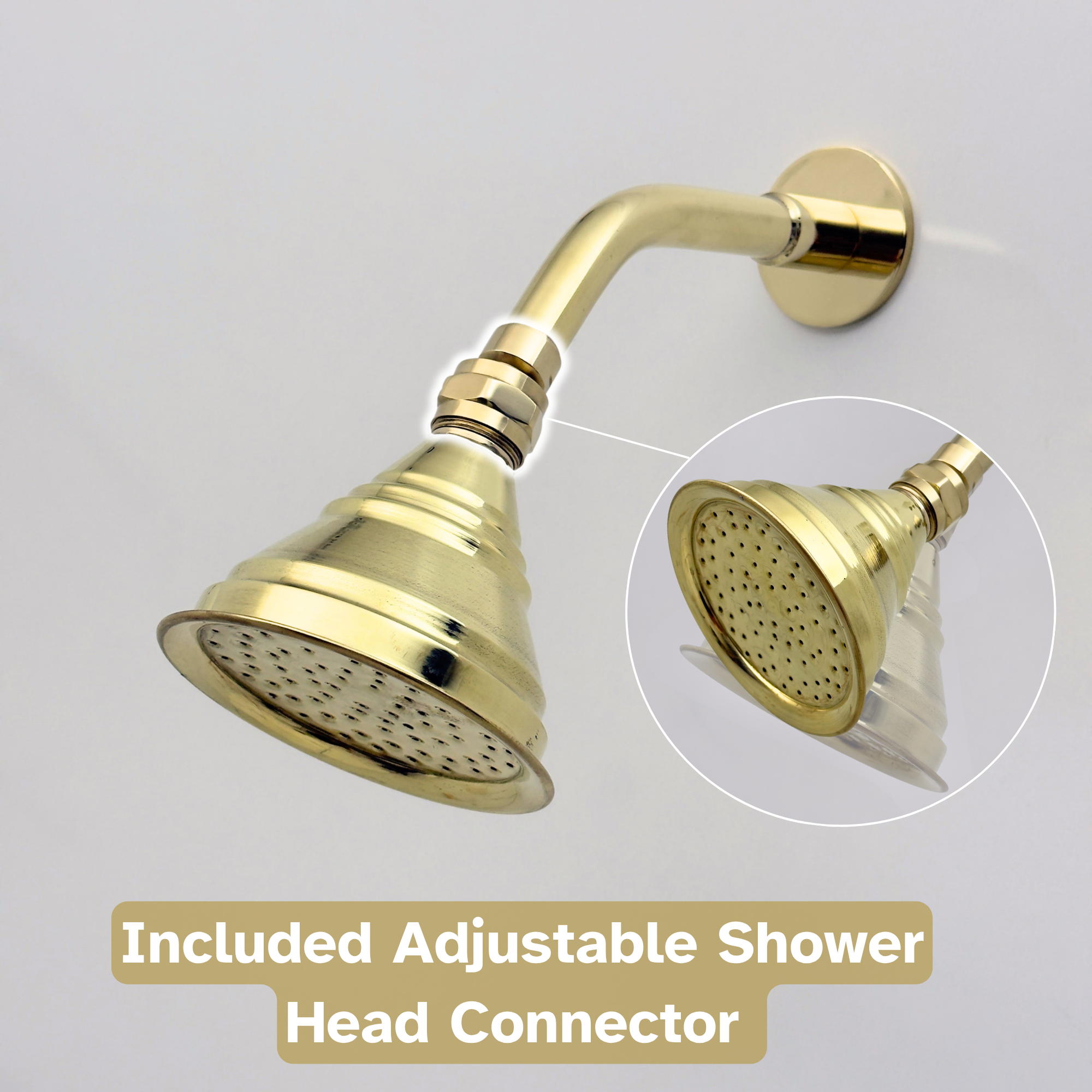 Unlacquered Brass Shower System with Adjustable Round Rain Shower Head