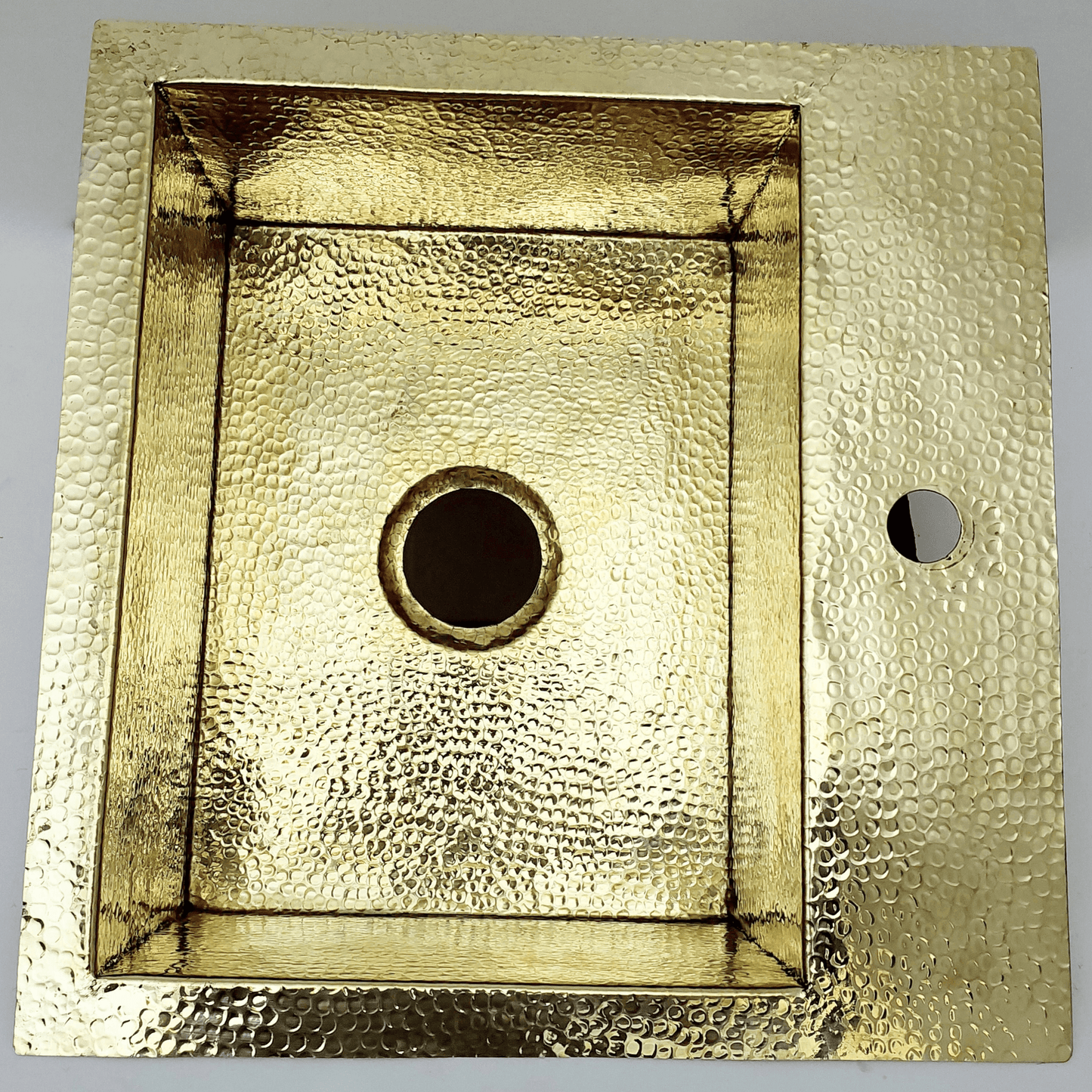 Unlacquered Brass Sink with Matching Faucet, Drop-in Solid Brass Hammered Brass with Sink Strainer - Ref: SN005B