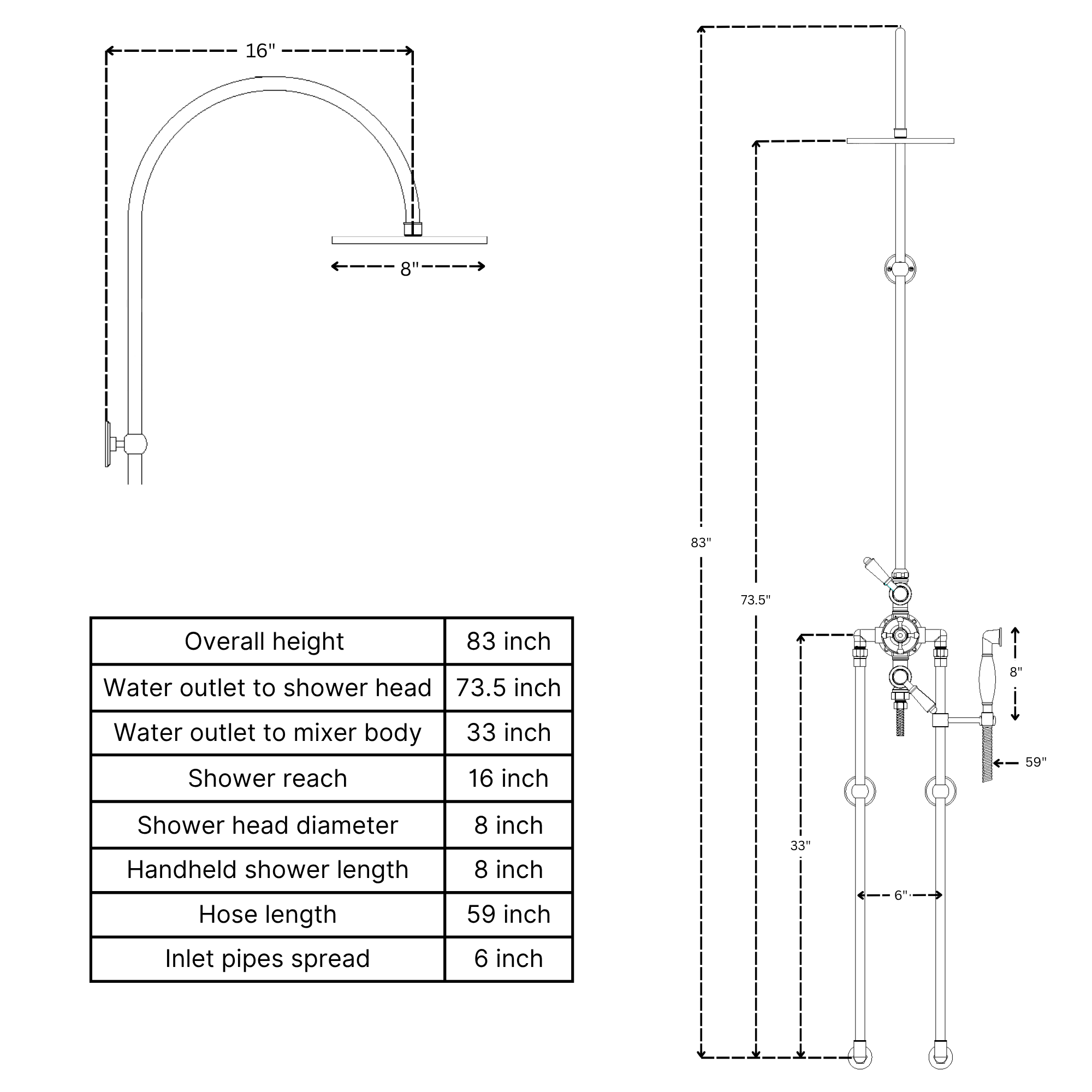 Unlacquered Brass Thermostatic Shower System With Handheld Shower