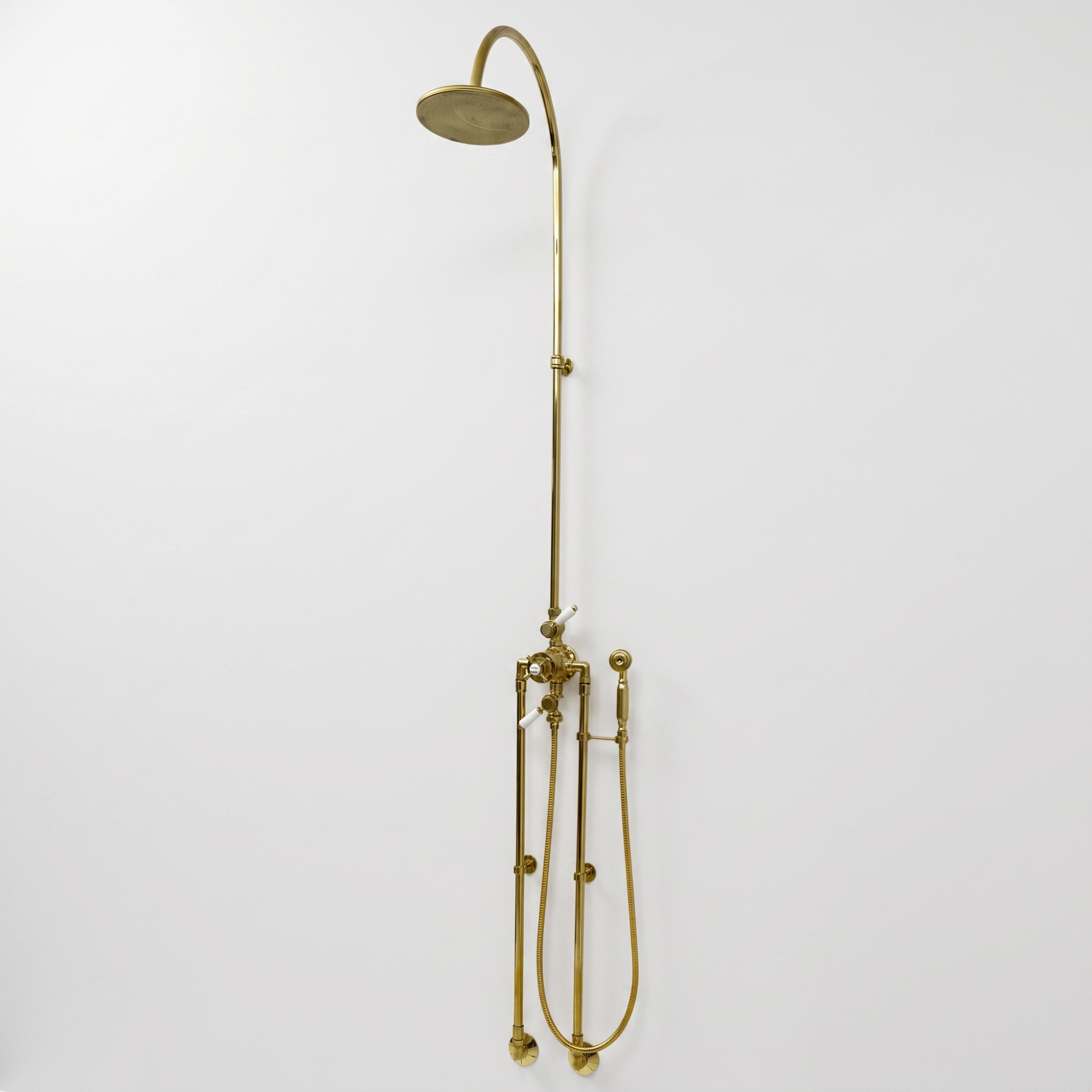 Unlacquered Brass Thermostatic Shower System With Handheld Shower