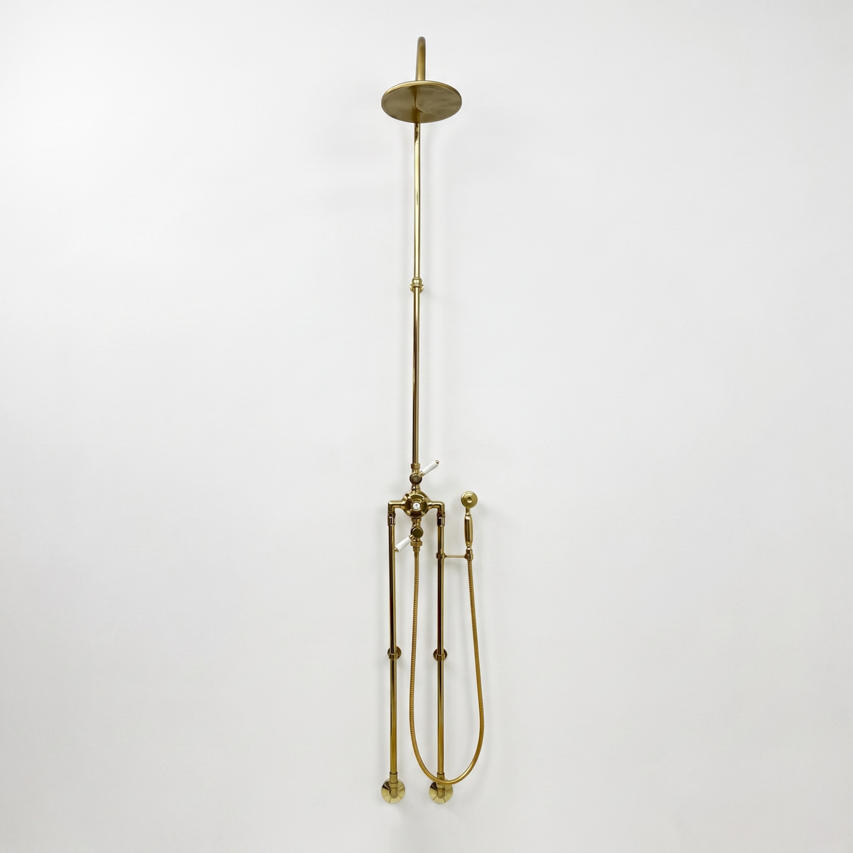 Unlacquered Brass Thermostatic Shower System With Handheld Shower
