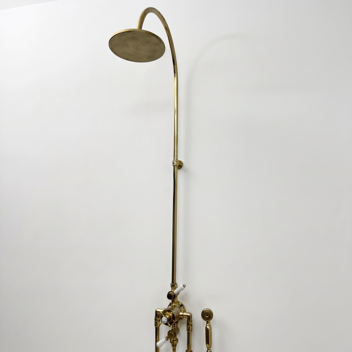Unlacquered Brass Thermostatic Shower System With Handheld Shower