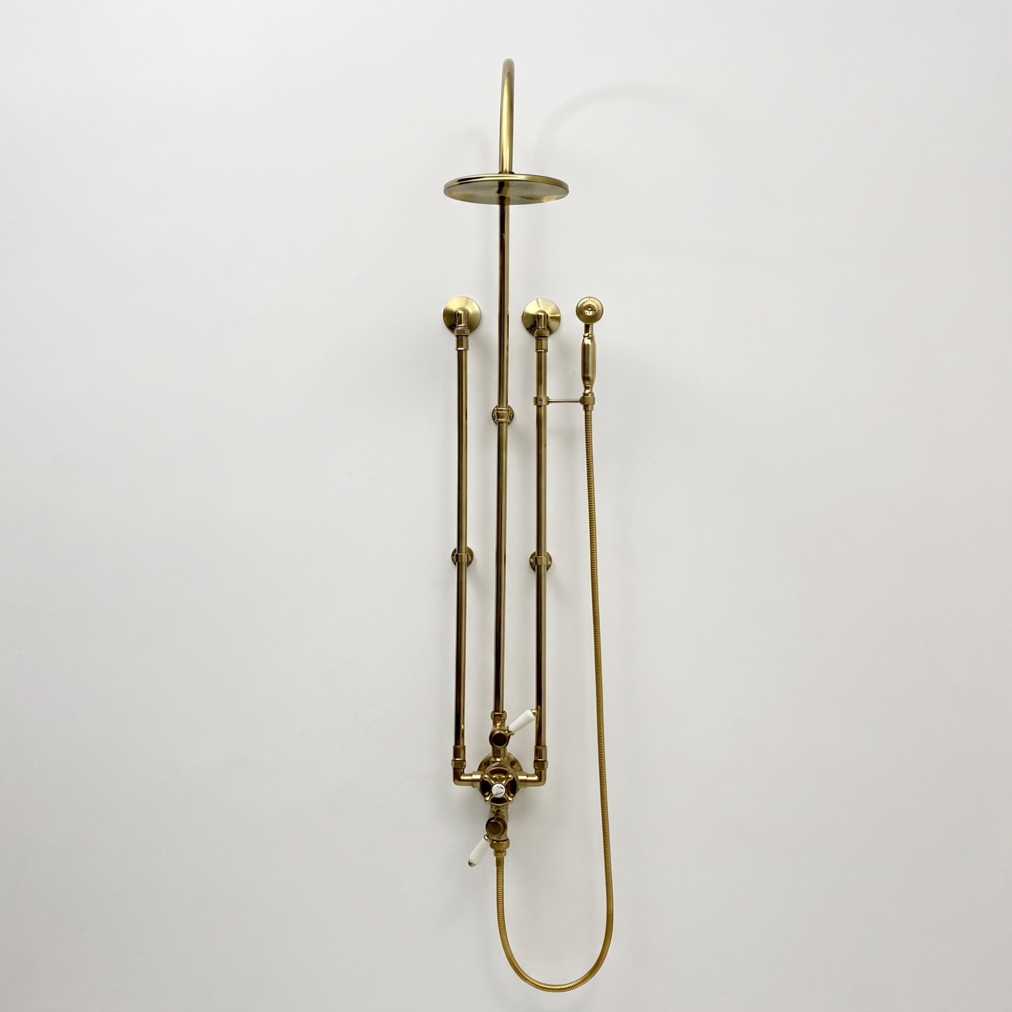 Unlacquered Brass Thermostatic Shower System With Handheld Shower