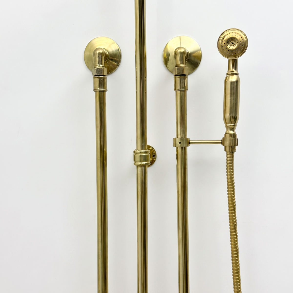 Unlacquered Brass Thermostatic Shower System With Handheld Shower