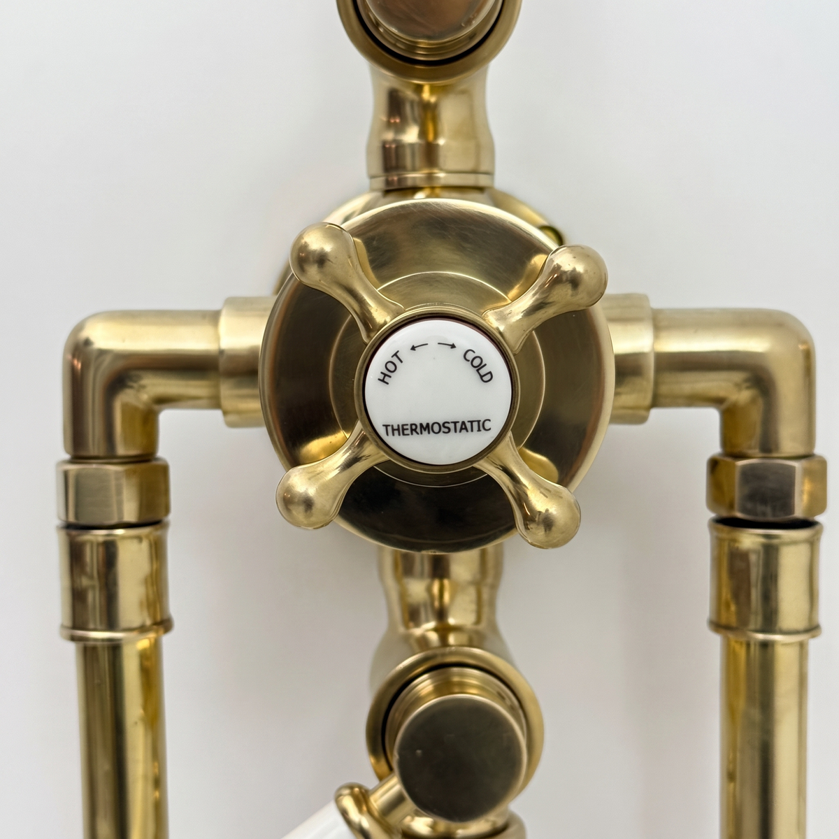 Unlacquered Brass Thermostatic Shower System With Handheld Shower