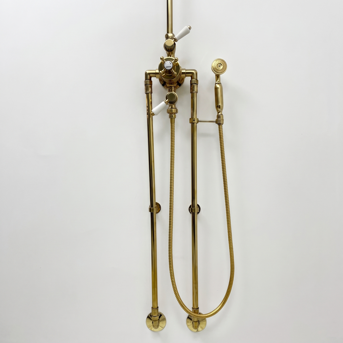 Unlacquered Brass Thermostatic Shower System With Handheld Shower