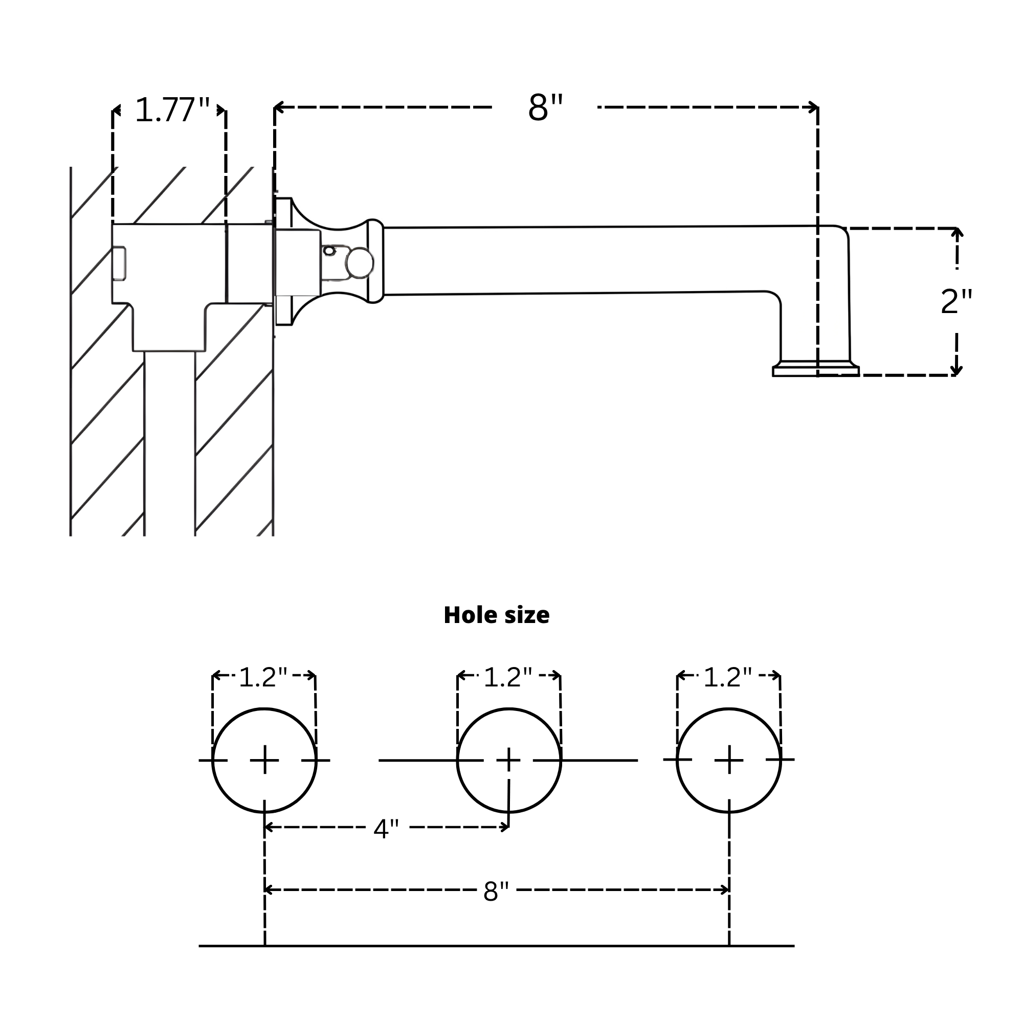 Unlacquered Brass Wall-Mount Tub Filler