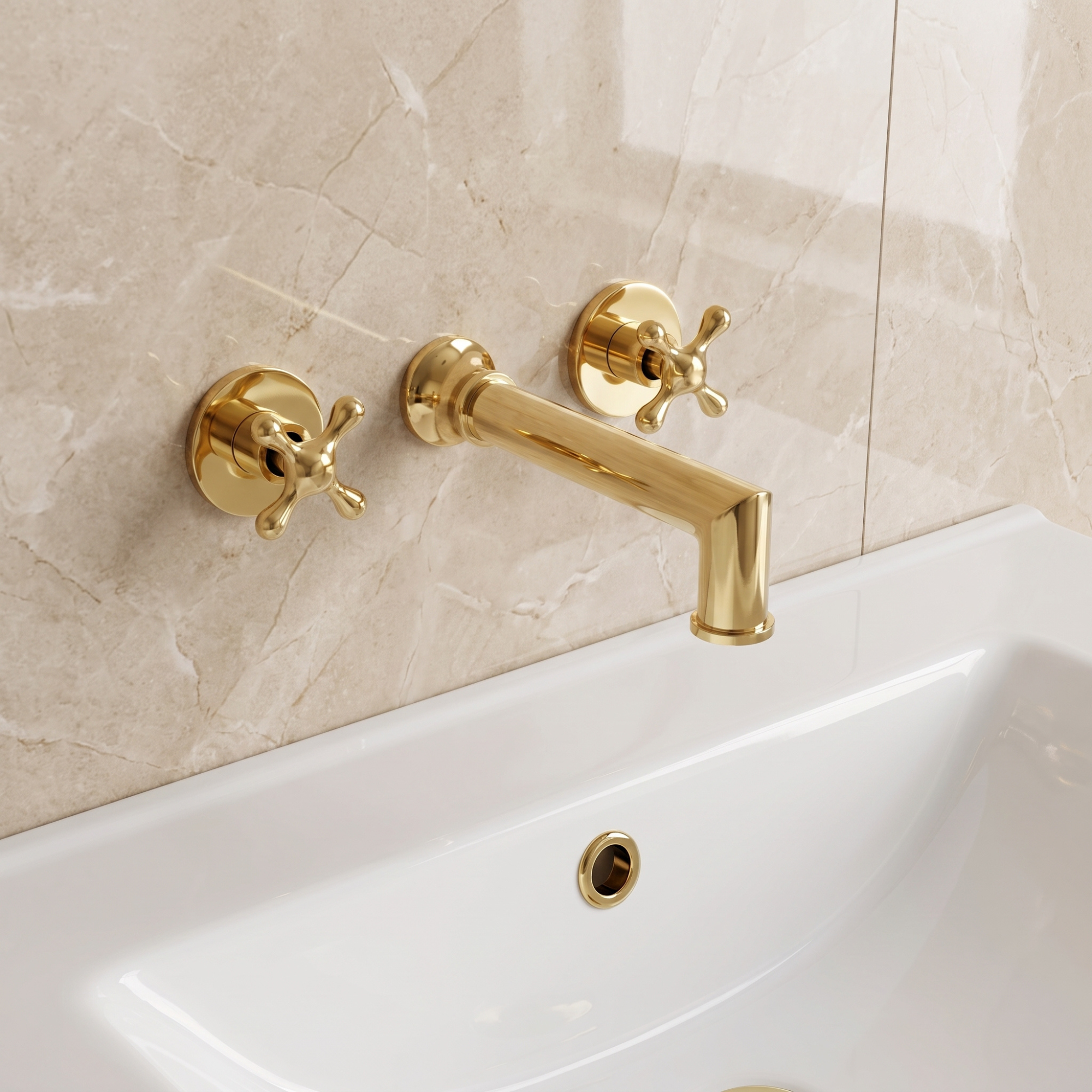 Unlacquered Brass Wall-Mount Tub Filler
