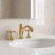 Unlacquered Brass Widespread Bathroom Faucet With Cross Handles