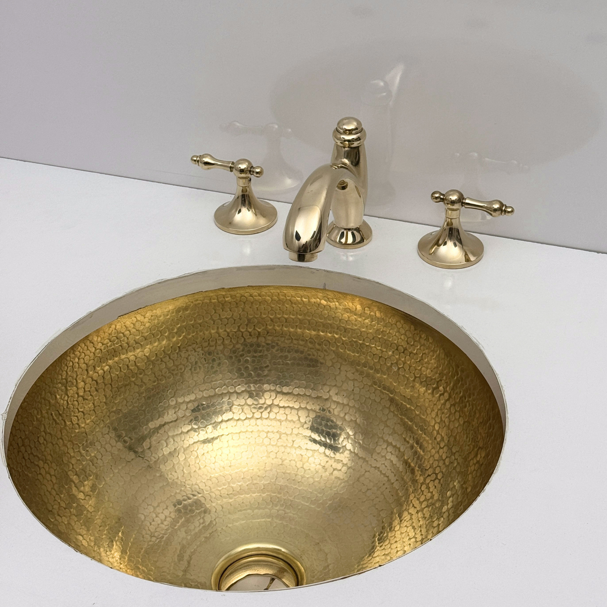 Unlacquered Brass Widespread Bathroom Faucet With Lever Handles