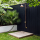 Unlacquered Brass and Copper Outdoor Shower System with Round Rain Shower Head