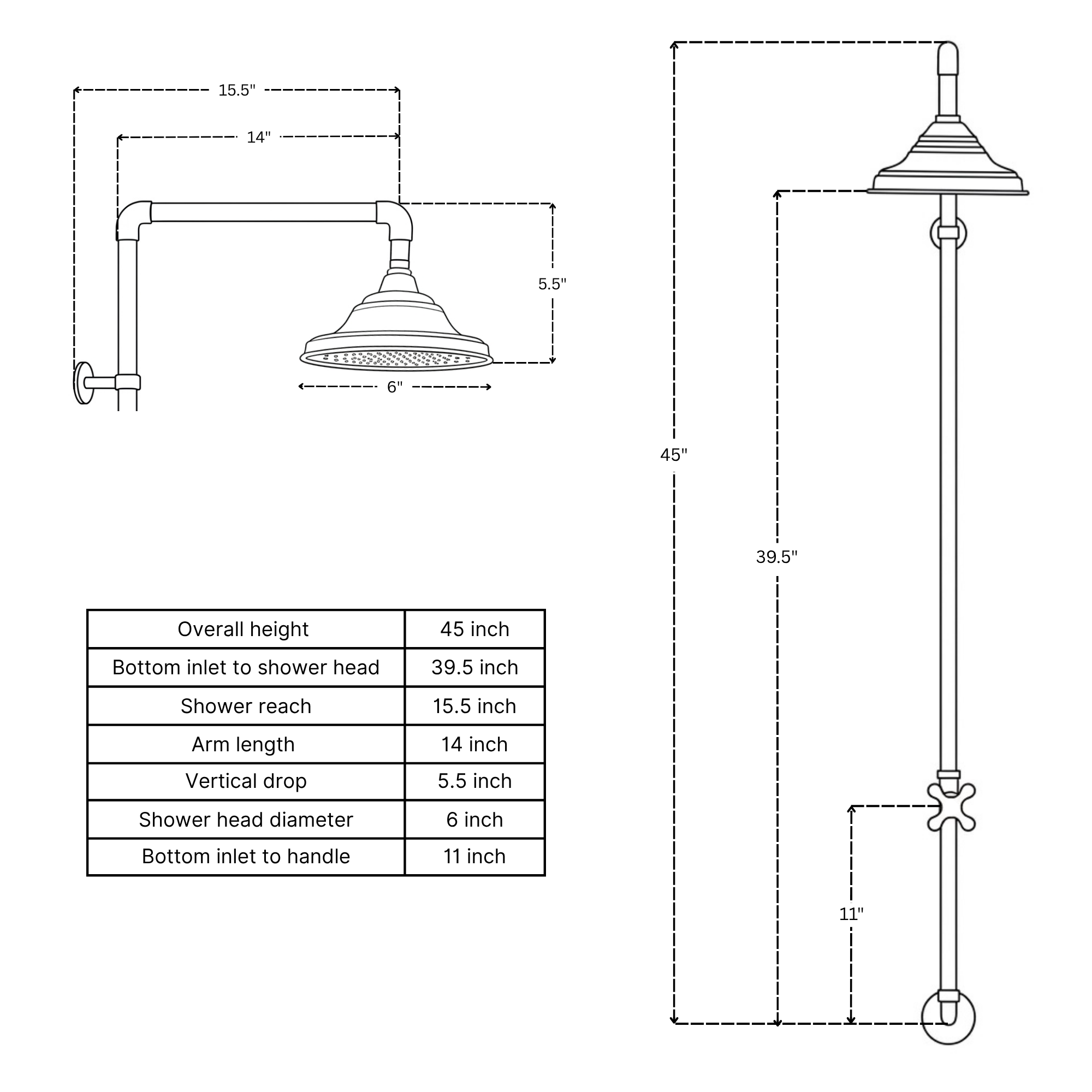 Unlacquered Brass and Copper Outdoor Shower System with Round Rain Shower Head