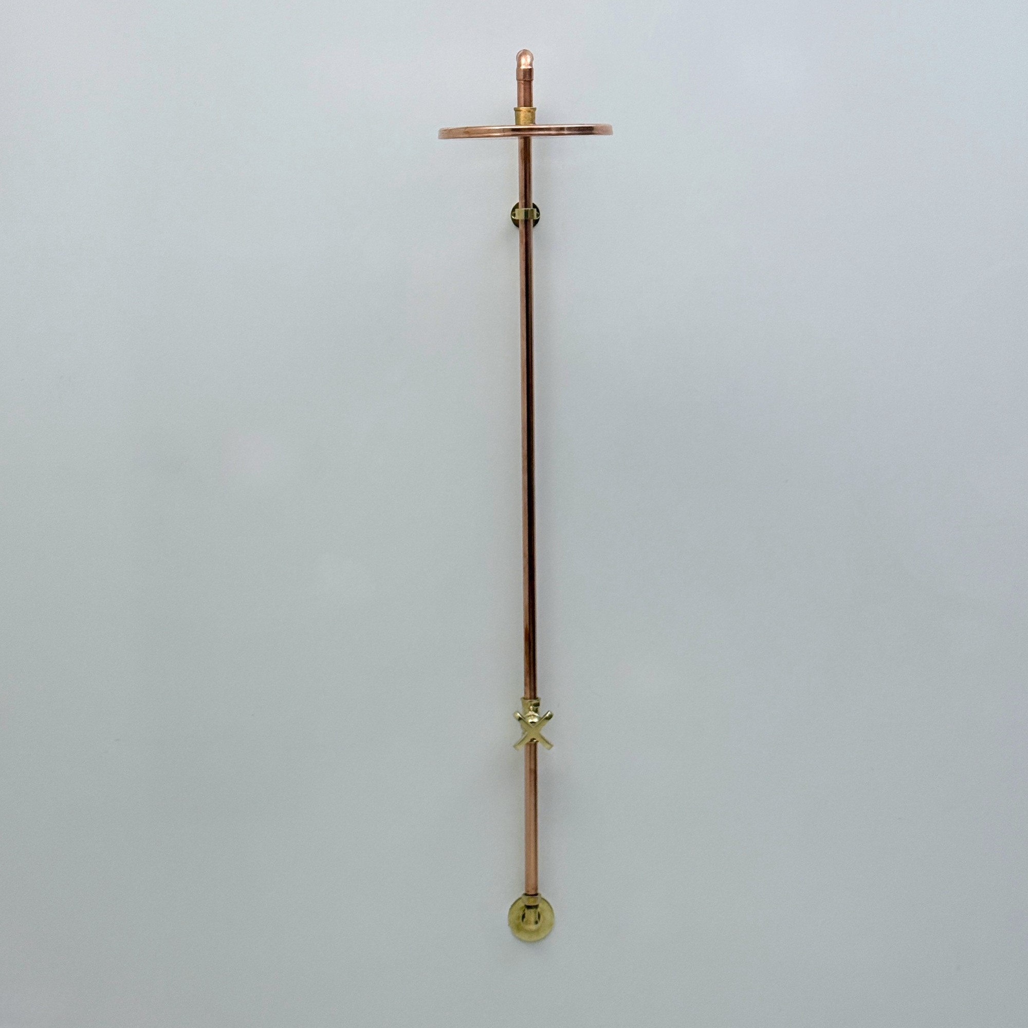 Unlacquered Brass and Copper Outdoor Shower System with Flat Rain Shower Head