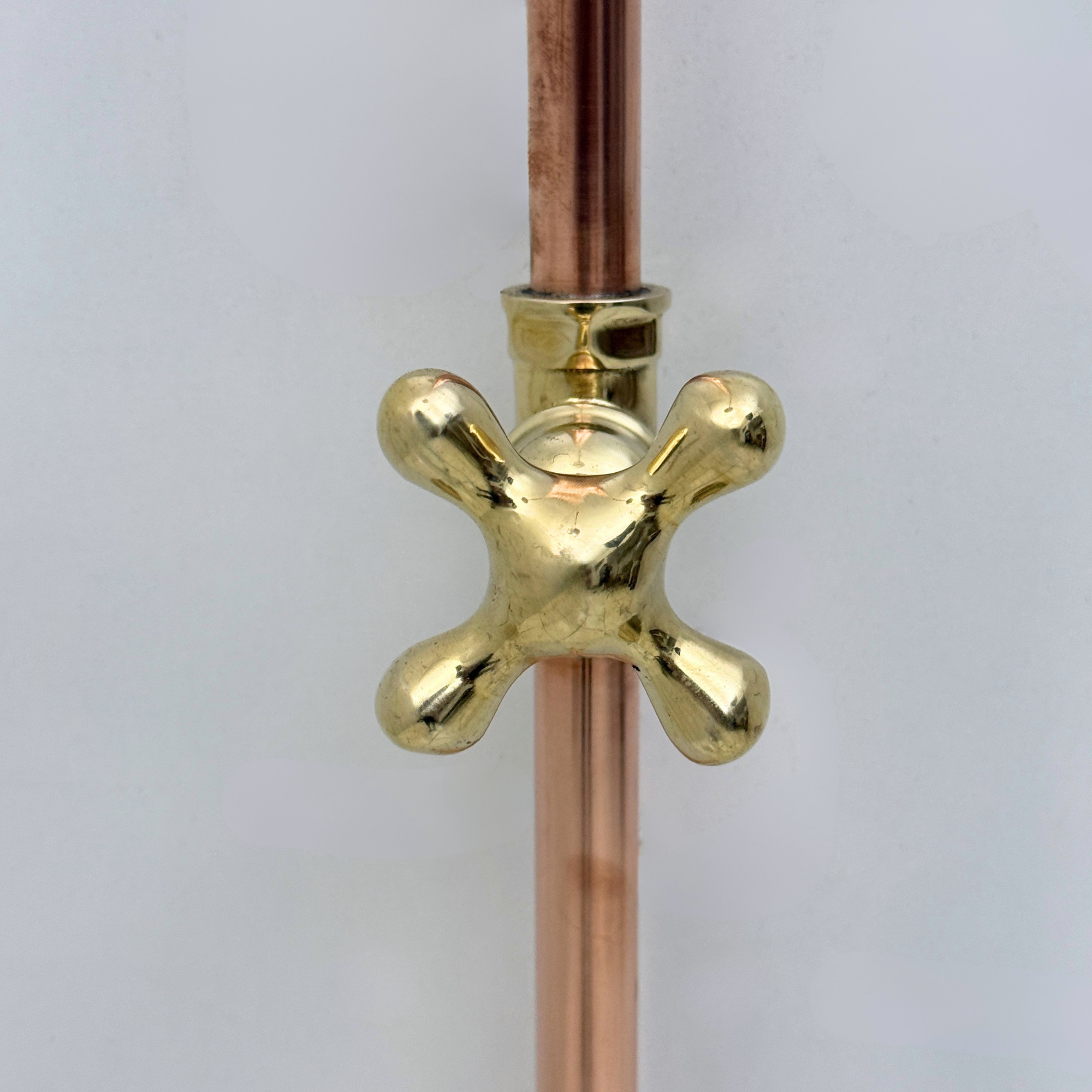 Unlacquered Brass and Copper Outdoor Shower System with Flat Rain Shower Head