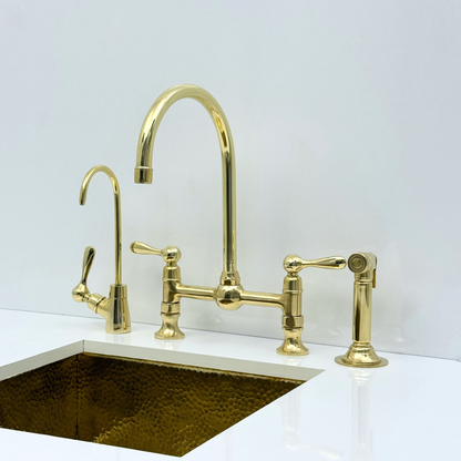 Muna Line - Unlacquered Brass Bridge Kitchen Faucet