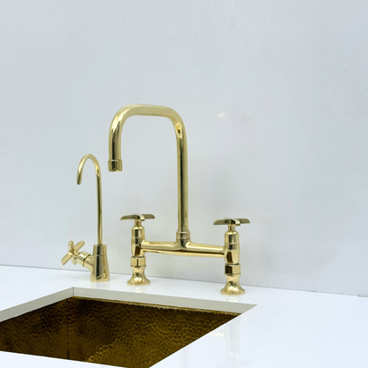 Volta - Unlacquered Brass Bridge Kitchen Faucet