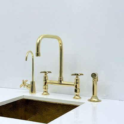 Volta - Unlacquered Brass Bridge Kitchen Faucet