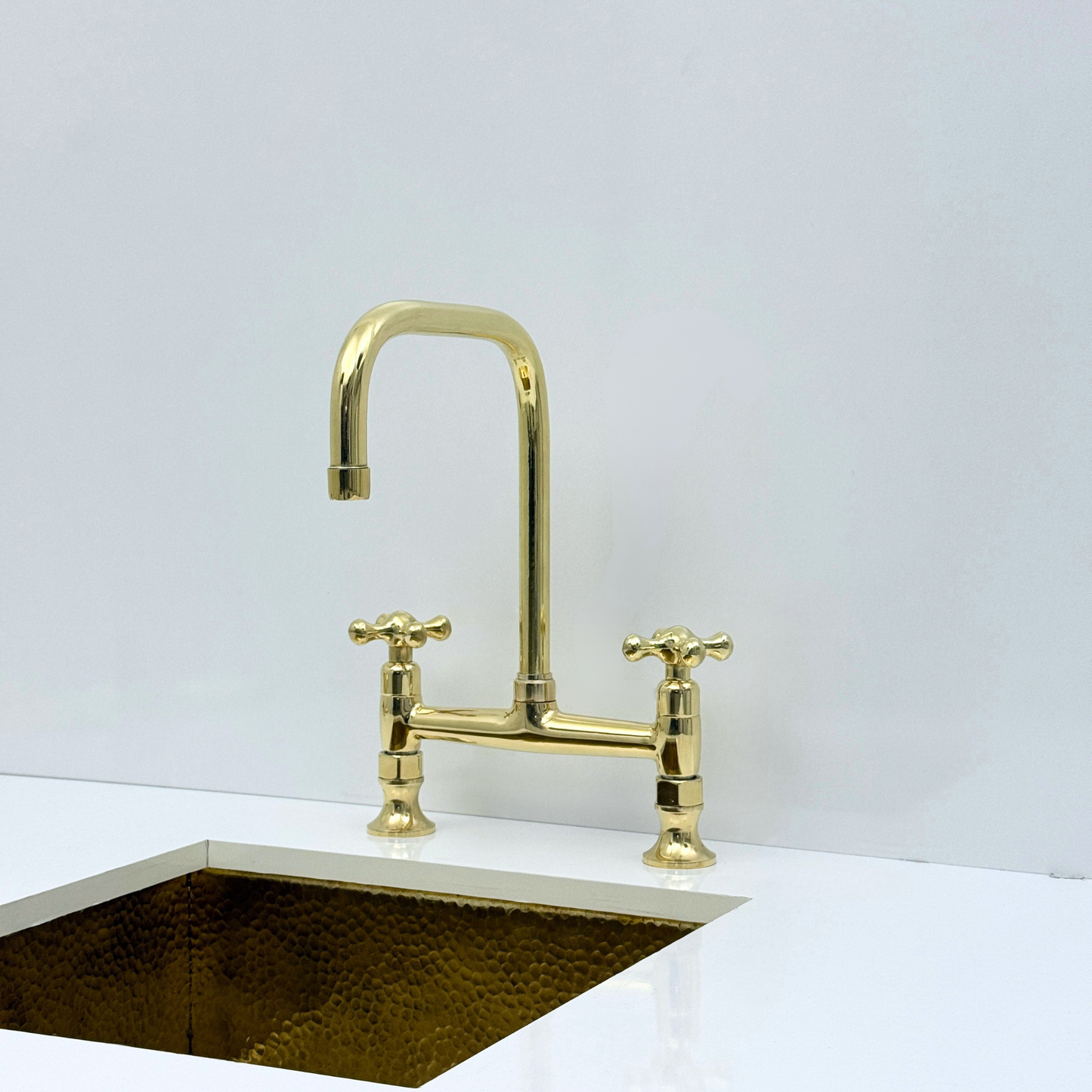 Volta - Unlacquered Brass Bridge Kitchen Faucet