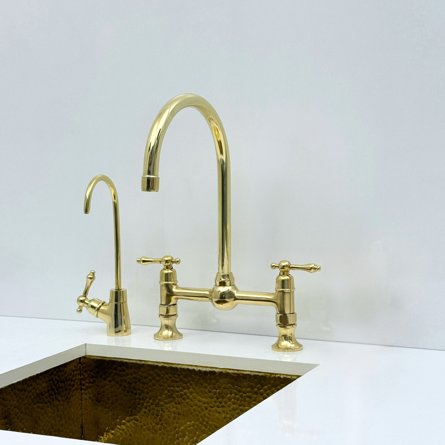 Muna Line - Unlacquered Brass Bridge Kitchen Faucet