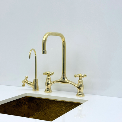 Unlacquered Brass Bridge Kitchen Faucet