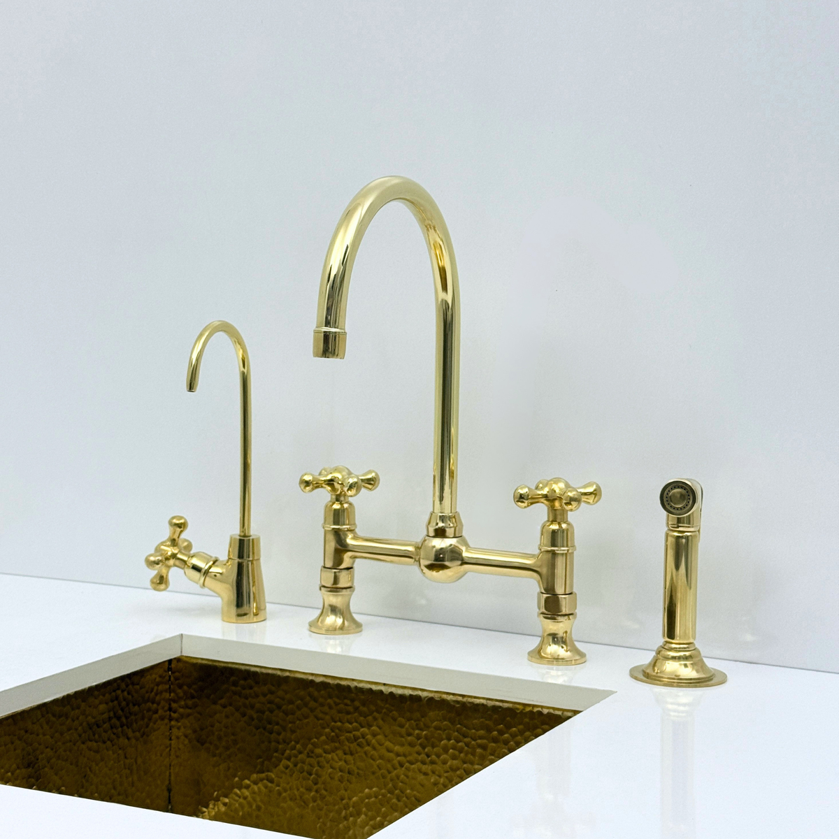 Muna - Unlacquered Brass Bridge Kitchen Faucet
