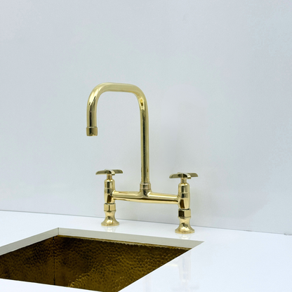 Volta - Unlacquered Brass Bridge Kitchen Faucet