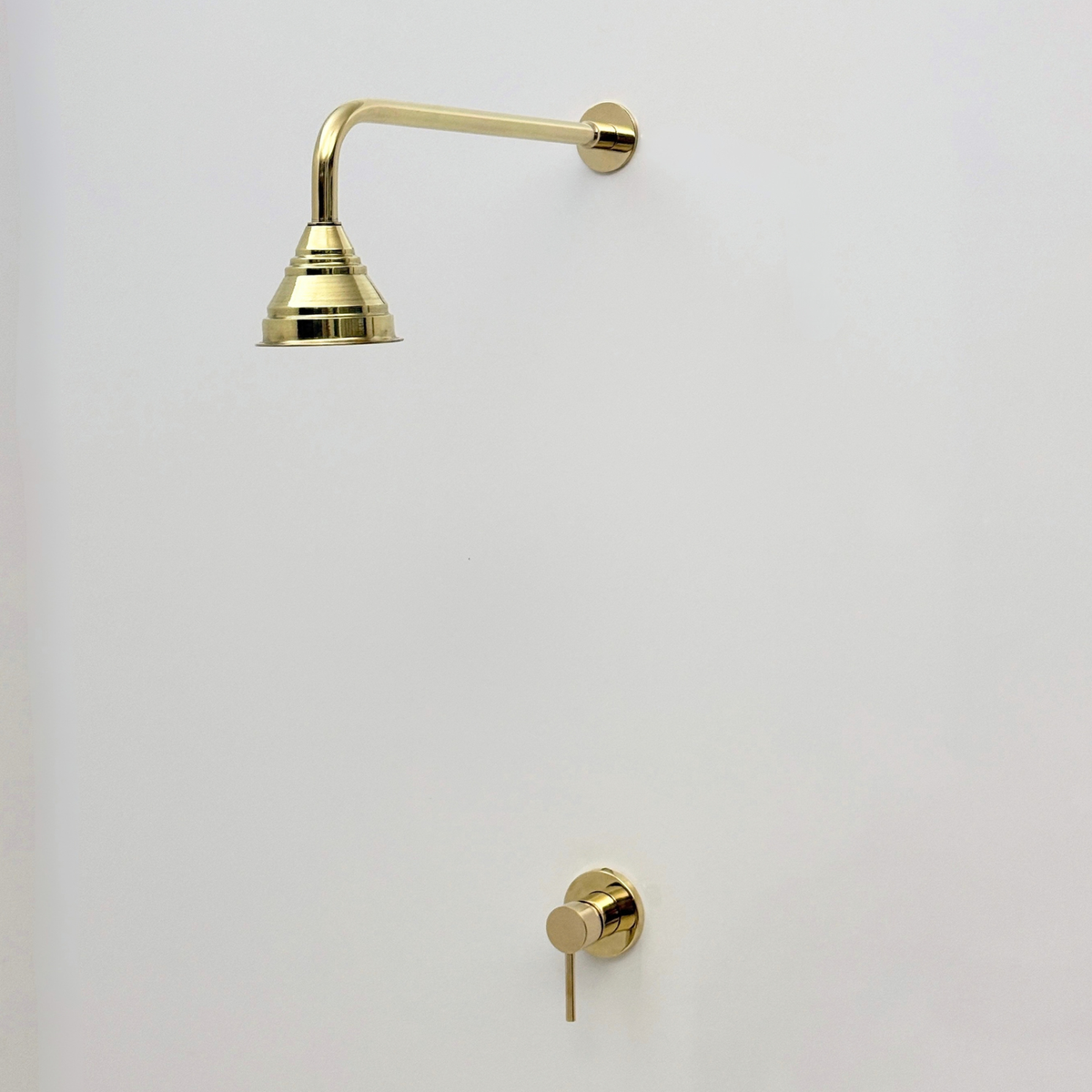 Unlacquered Brass Concealed Dome Rain Shower System with Straight Arm