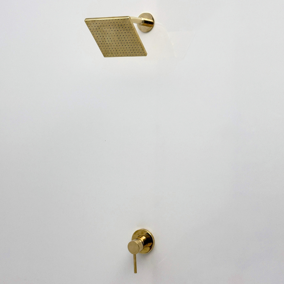 Unlacquered Brass Concealed Shower System with Square Swivel Head