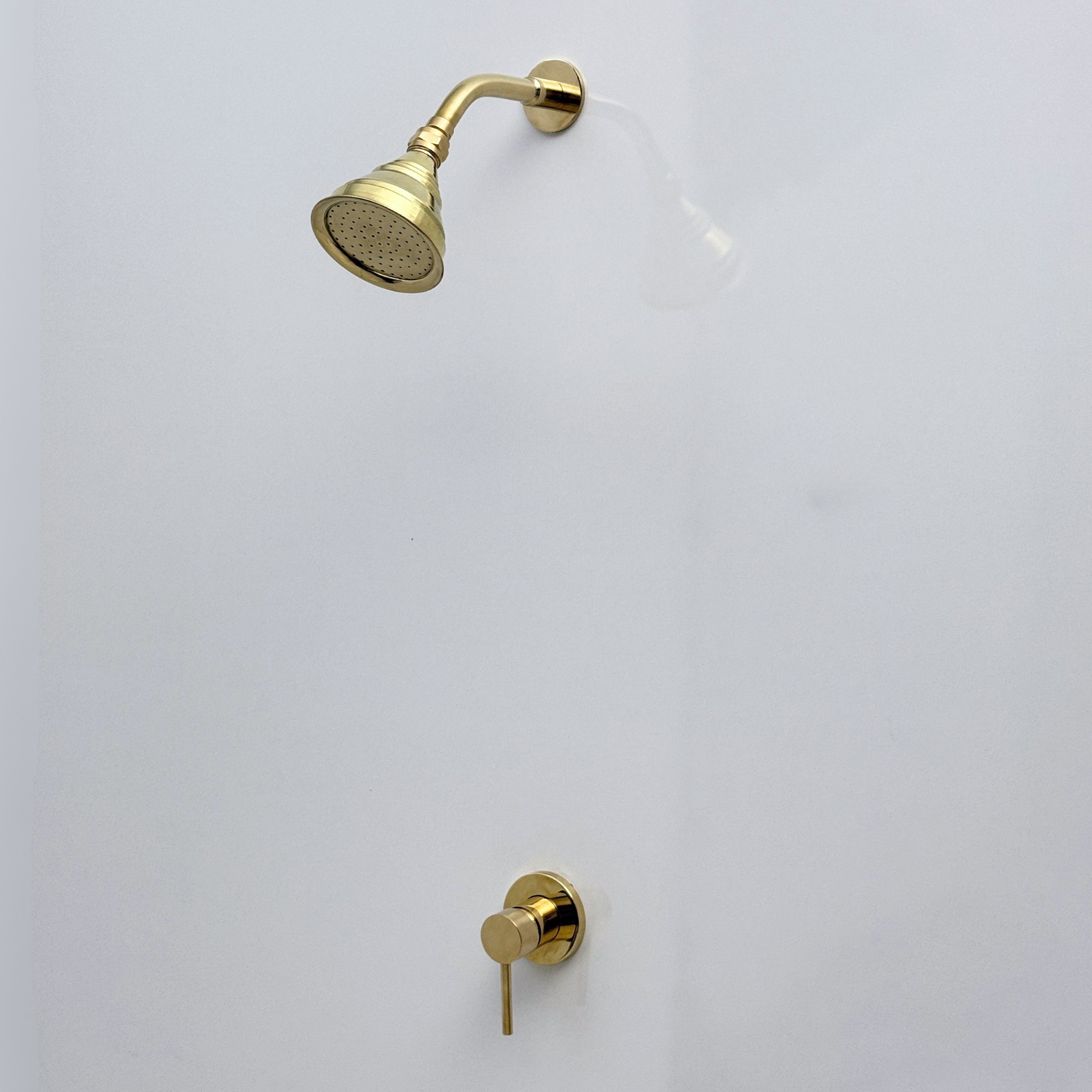 Unlacquered Brass Concealed Shower System with Swivel Head