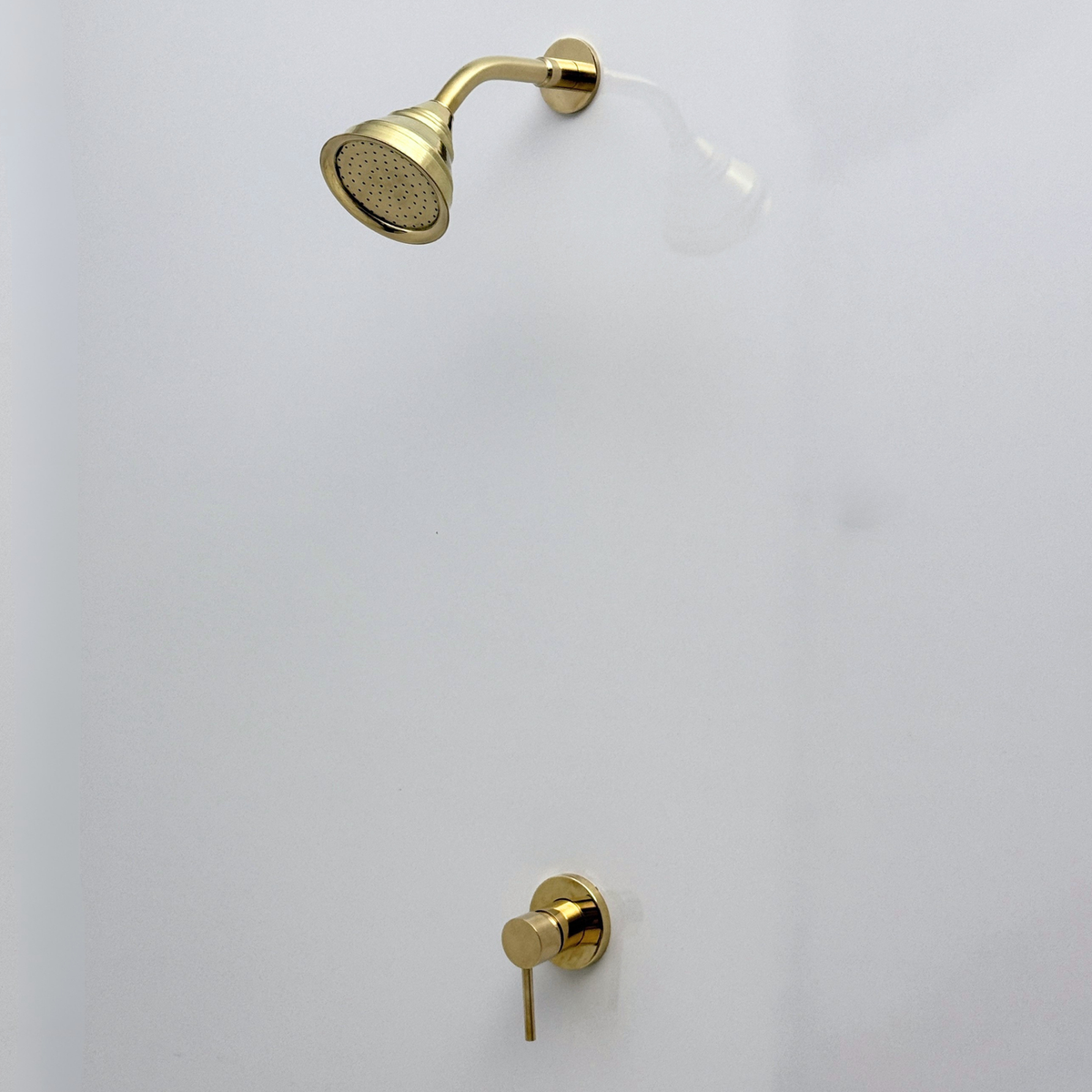 Unlacquered Brass Concealed Shower System with Swivel Head