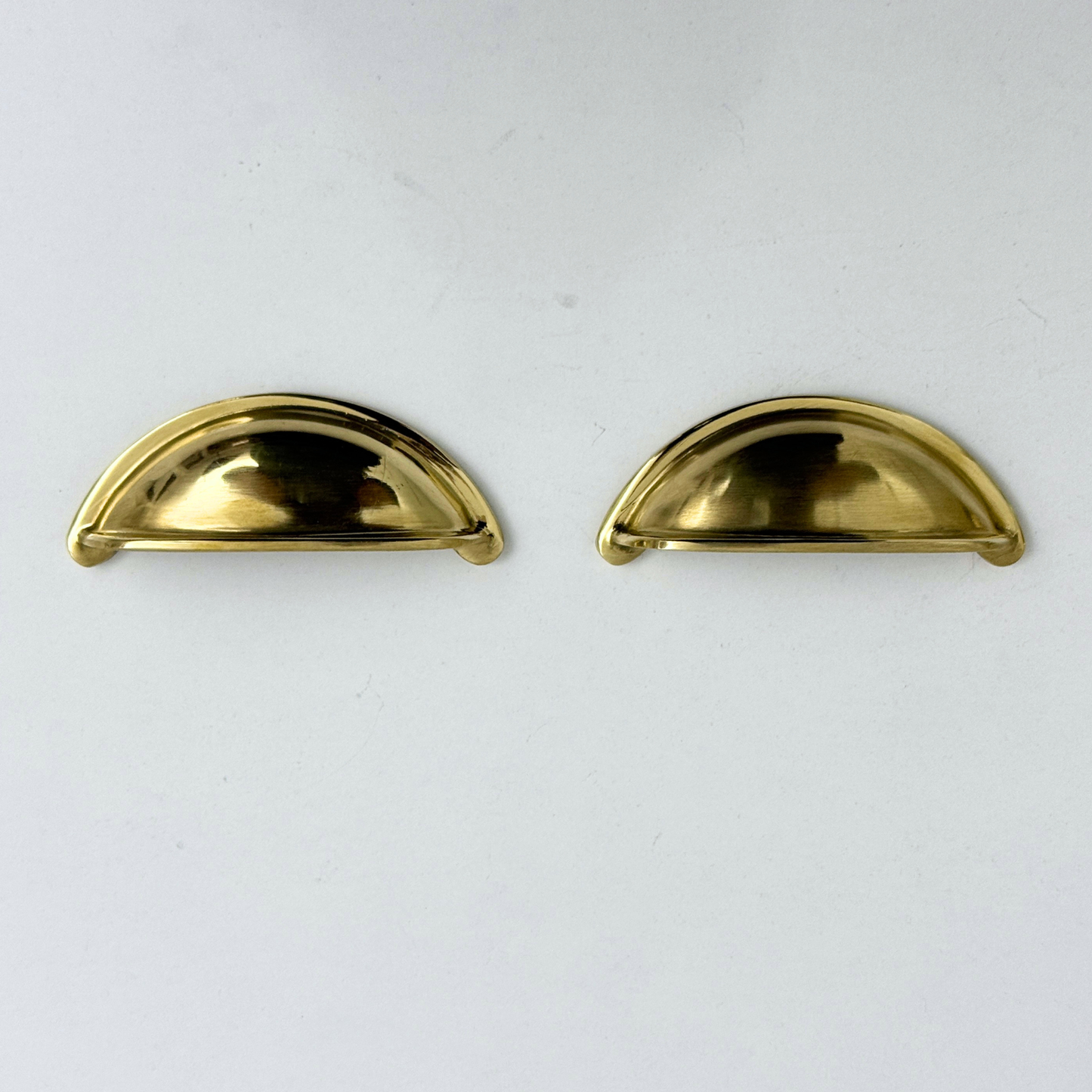 Unlacquered Brass Cup Pull Handles, Solid Brass Bin Pull