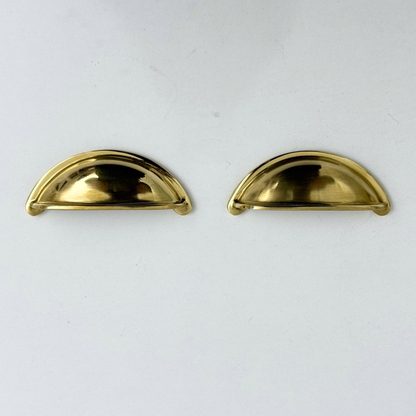Unlacquered Brass Cup Pull Handles, Solid Brass Bin Pull