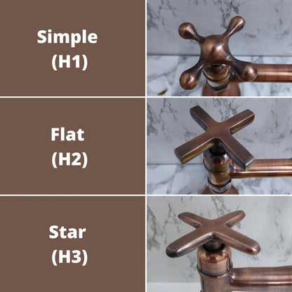 Copper Wall Mount Gooseneck Bathroom and kitchen Faucet with Cross Handles -  Ref: WFC002