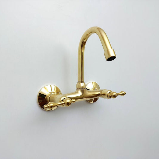 Unlacquered Brass Wall Mount Gooseneck Faucet Ref: WFL001
