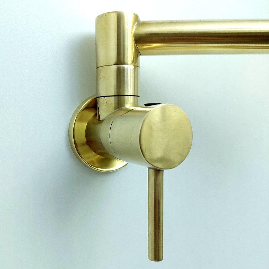 Unlacquered Brass Pot Filler with Lever Handle-ref:PF-01