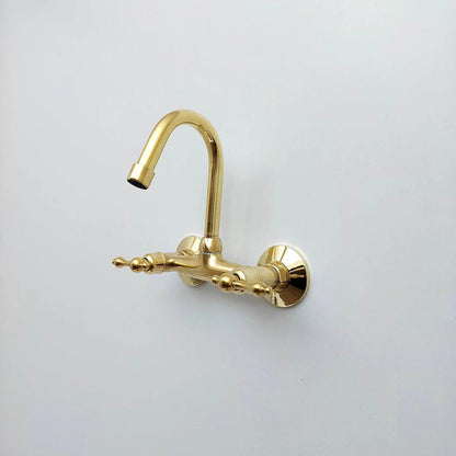 Unlacquered Brass Wall Mount Gooseneck Faucet Ref: WFL001