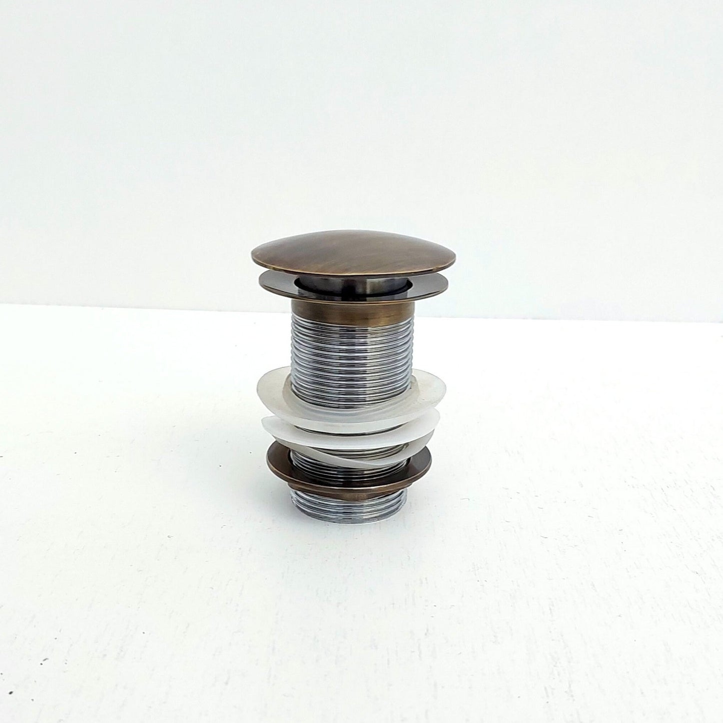 Antique Brass Sink Strainer and Stopper, Push Up Button, Pop Up Drain, for Kitchen and Bathroom Sinks