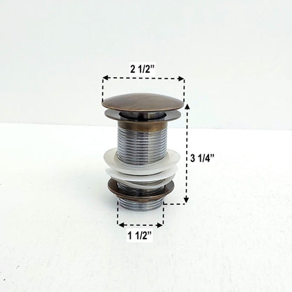 Antique Brass Sink Strainer and Stopper, Push Up Button, Pop Up Drain, for Kitchen and Bathroom Sinks