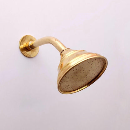 Unlacquered Brass Shower System with Tub Filler and Round Shower Head - Ref: ATLASS34