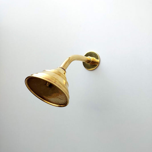 Brass Round Shower Head with Brass Curved Arm for Outdoor and Indoor Shower System - Ref: ATLASS41