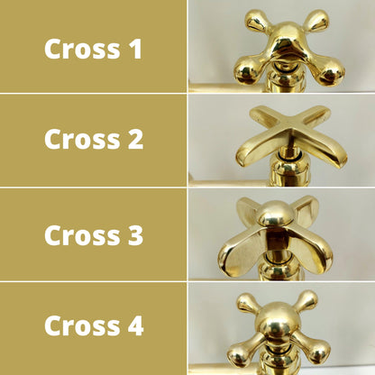 Unlacquered Brass 3 Holes Faucet, Vintage Deck Mounted Faucet with Sprayer & Cold Water Tap - Ref: THF01