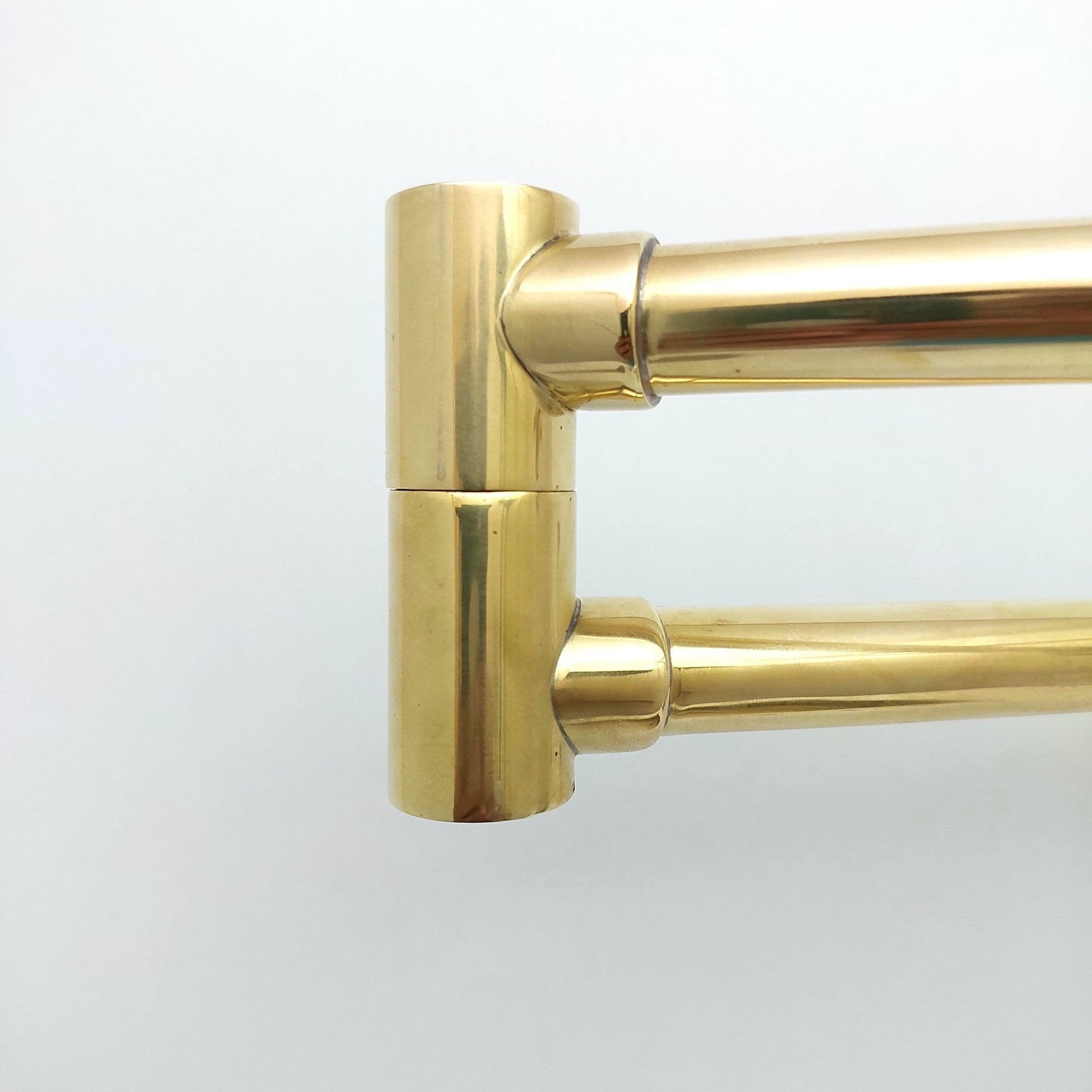 Unlacquered Brass Double Joint Pot Filler, Wall Mount Antique Pot Filler with Cross Handle- Ref:PF-002-C