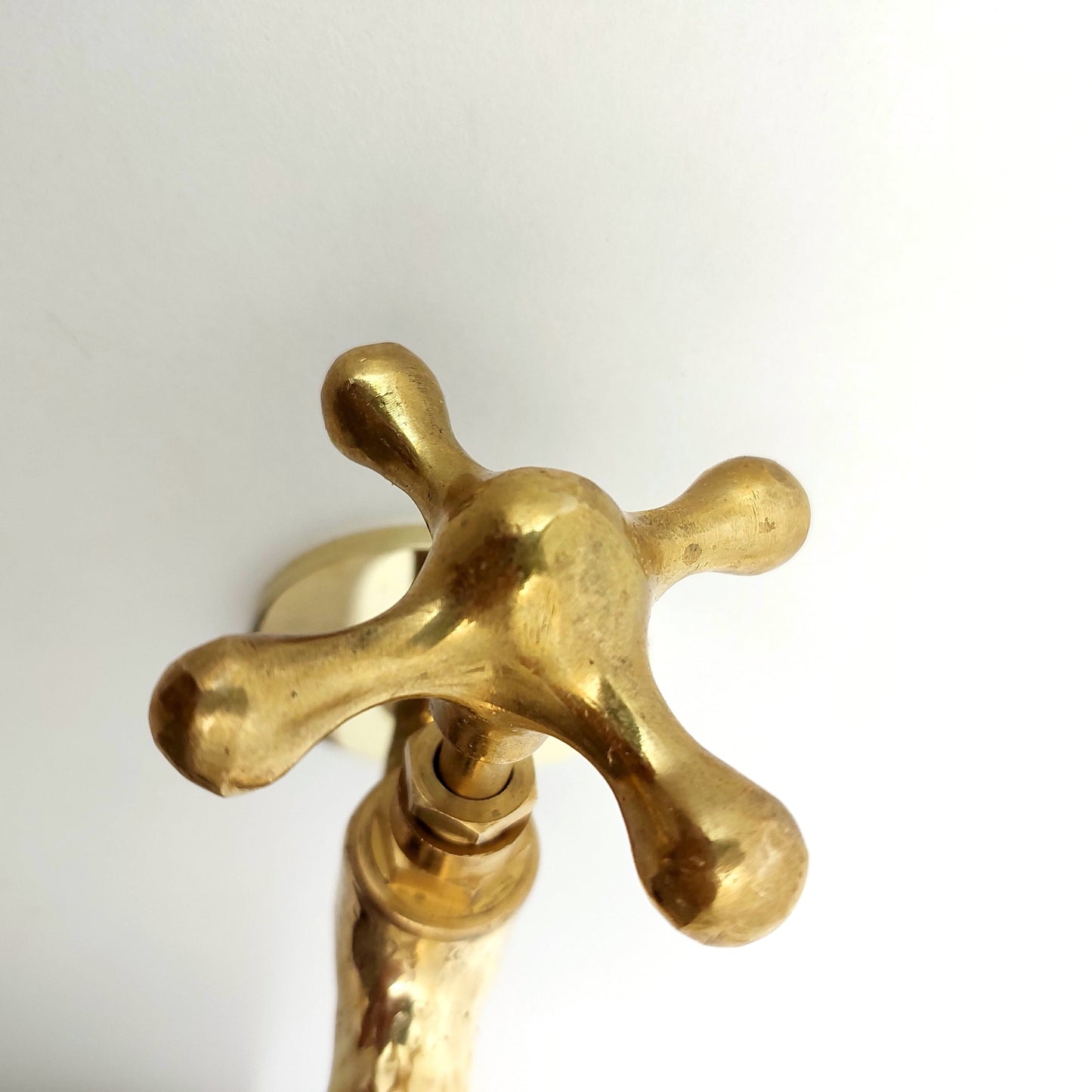 Unlacquered Solid Brass Wall Mounted Faucet with Cross Handle - Ref: AWF001