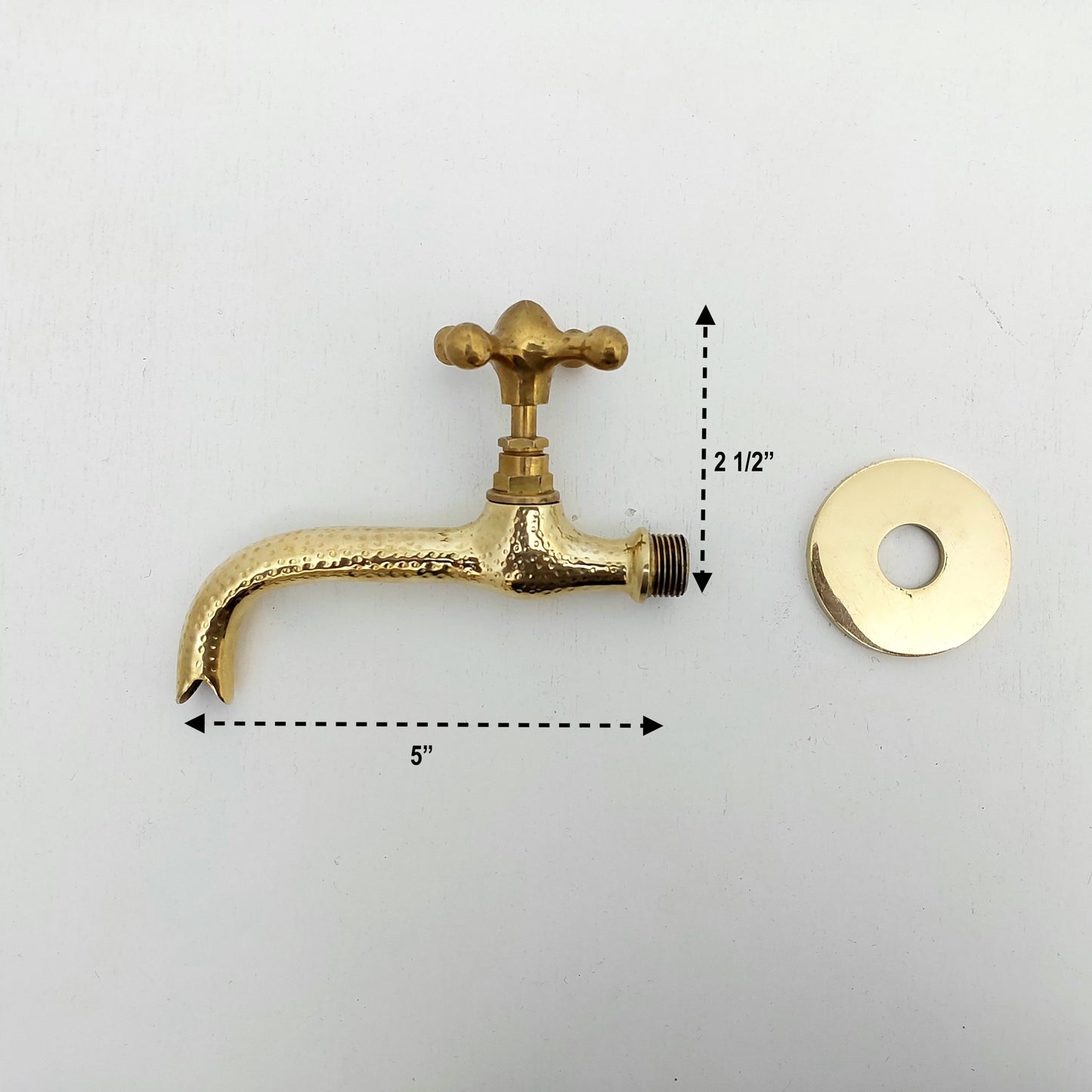 Unlacquered Solid Brass Wall Mounted Faucet with Cross Handle - Ref: AWF001