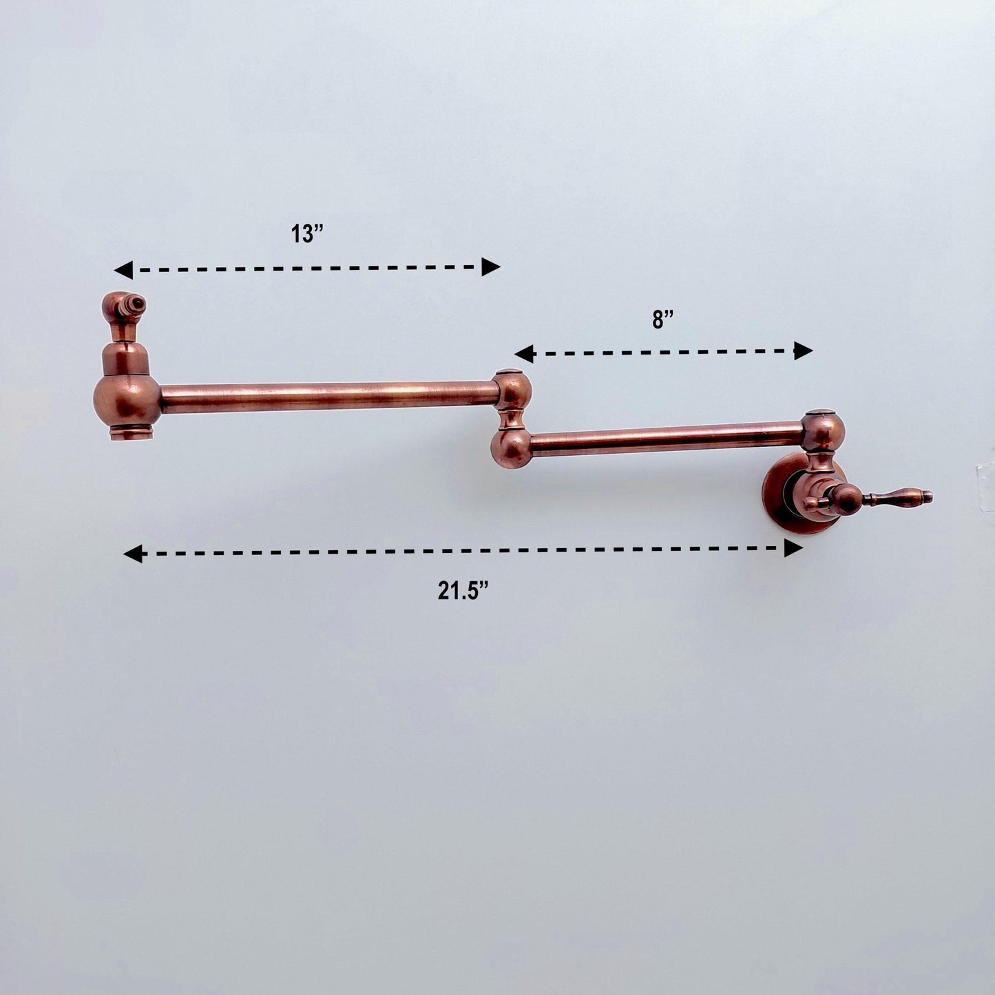 Copper Pot Filler with Lever Handle, Antique Kitchen Wall Mount Pot Filler - Ref: PF-001-LC
