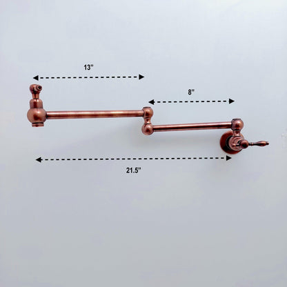 Copper Pot Filler with Lever Handle, Antique Kitchen Wall Mount Pot Filler - Ref: PF-001-LC