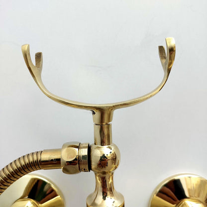 Unlacquered Brass Wall Mount Handheld Shower System with Lever Handles - Ref: SS024-L