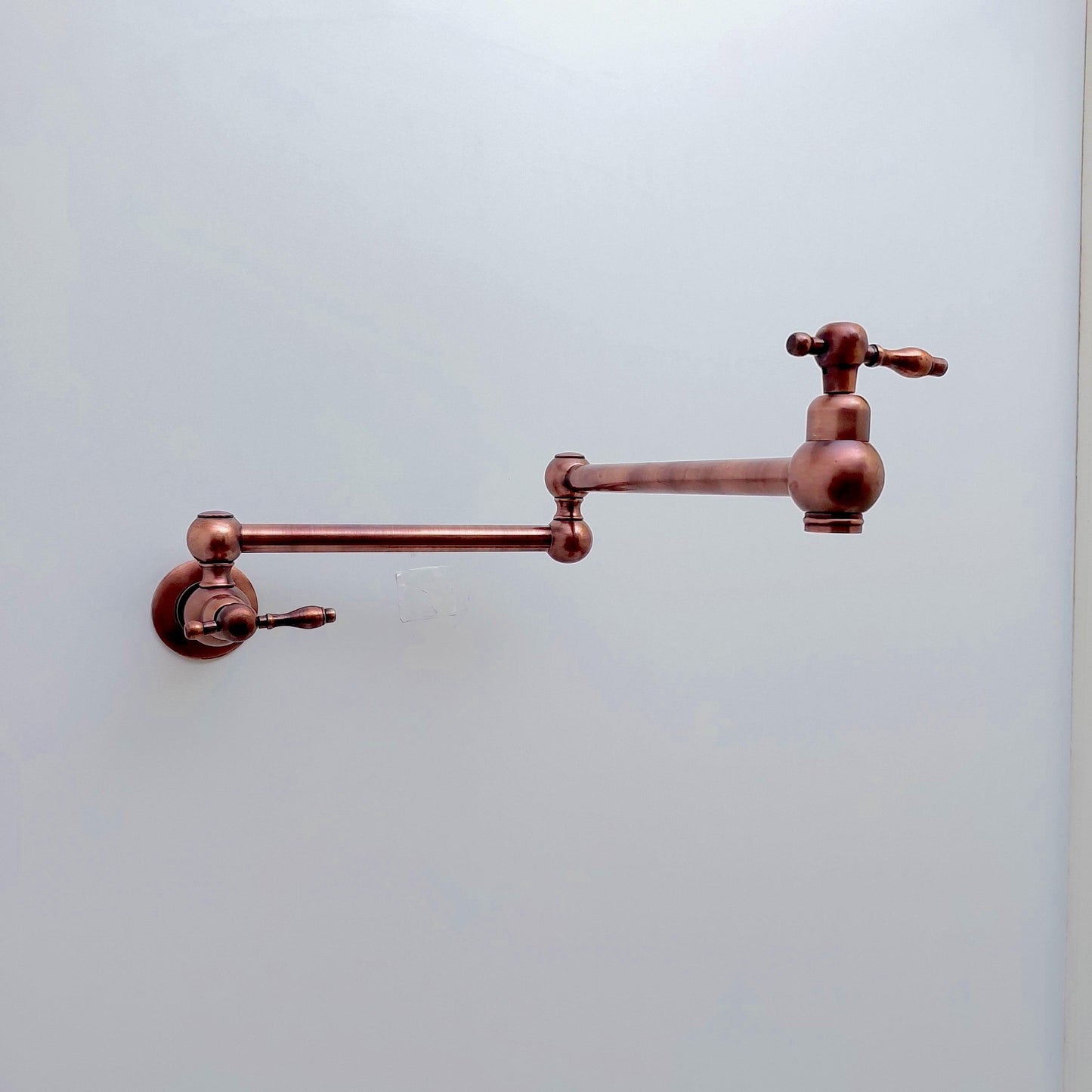 Copper Pot Filler with Lever Handle, Antique Kitchen Wall Mount Pot Filler - Ref: PF-001-LC
